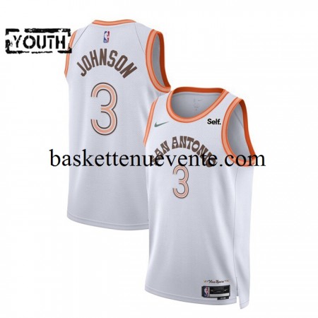 Maillot Basket San Antonio Spurs Keldon Johnson 3 2023-2024 Nike City Edition Blanc Swingman - Enfant